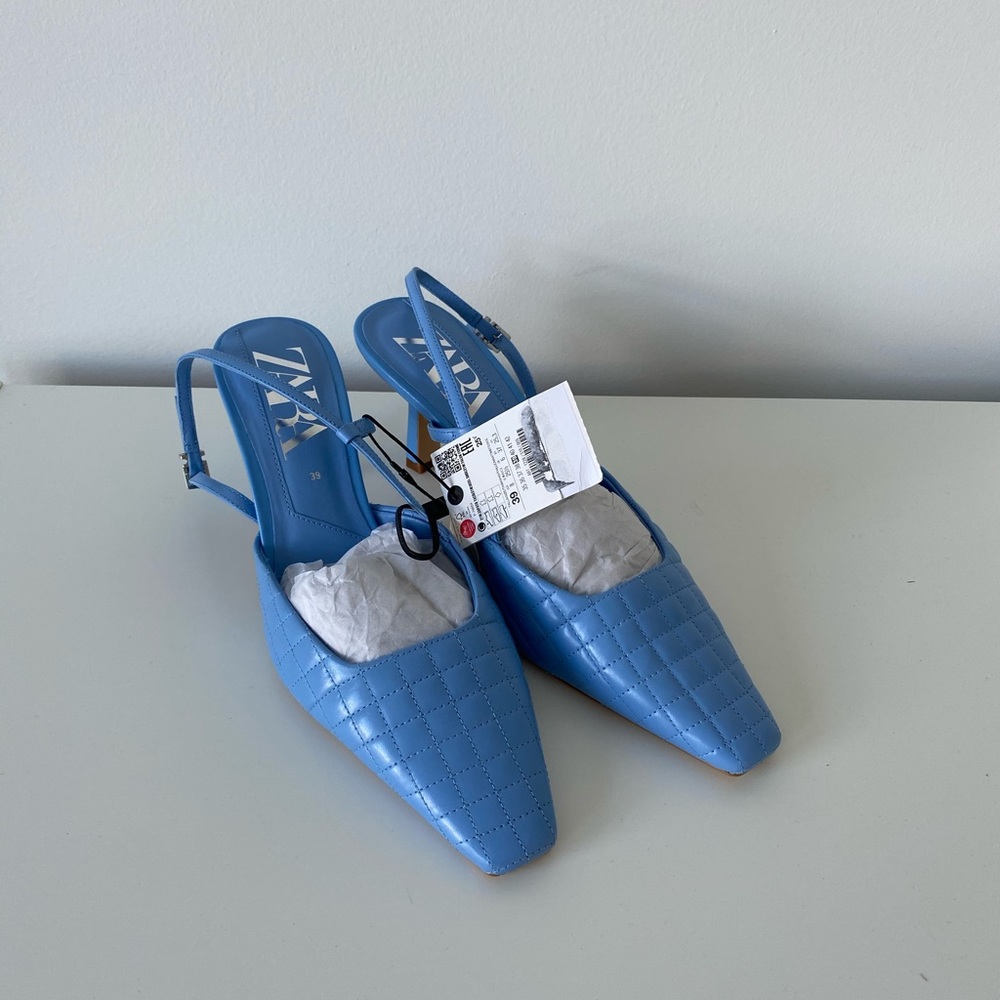 ❌SOLD❌ ZARA QUILTED LEATHER HEELED SLINGBACK - Picture 8 of 11